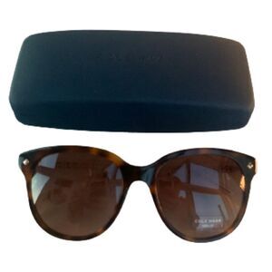 Cole Haan CH7043 Soft Tortoise Sunglasses with Case – Brown Lens, Gold Accents